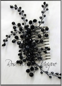 Кристална украса за коса- гребен модел Black Rose